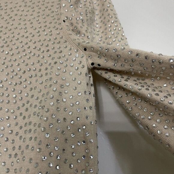Alice + Olivia Cena tan rhinestone Crew Neck Pullover Sweater Size Small - Picture 11 of 11